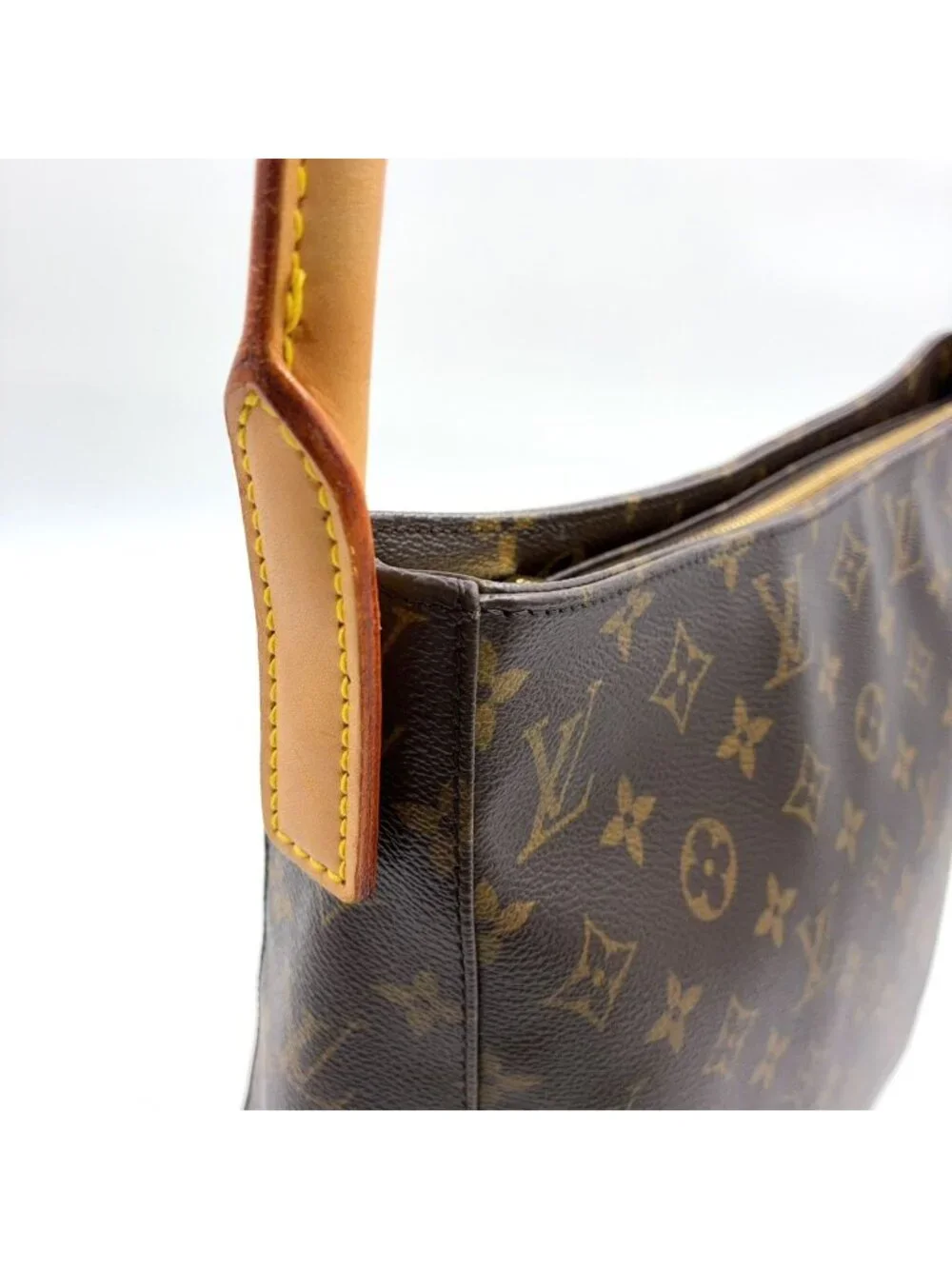Louis Vuitton Looping GM Monogram Leather Brown Light Shoulder Bag Gold